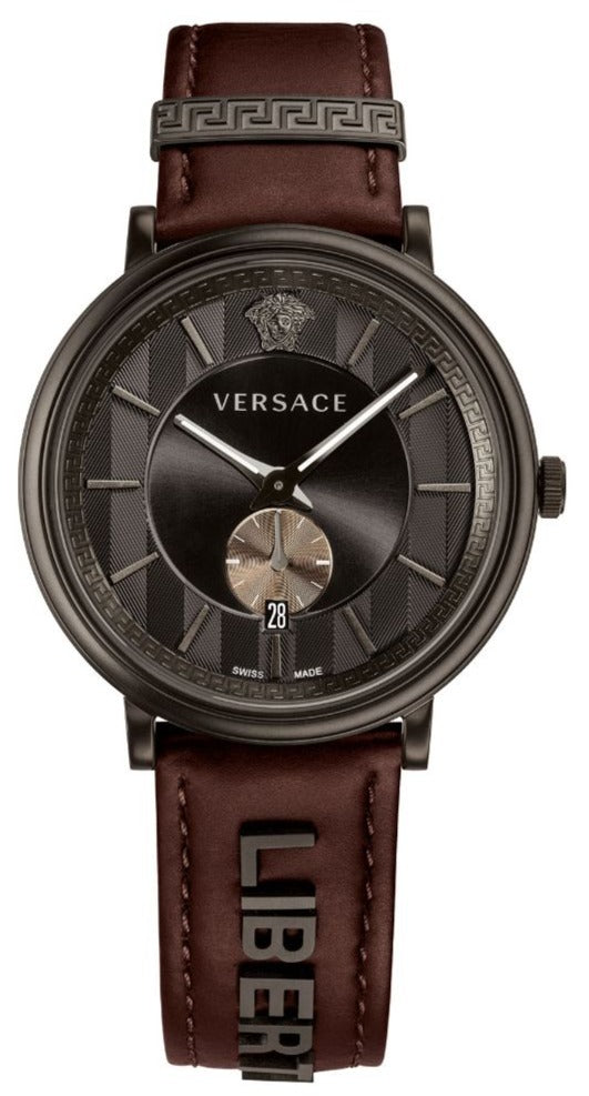  Shop Authentic Versace V-Circle Manifesto Black Dial Maroon Leather Strap Watch for Men - VBQ040017 - Luxxuri