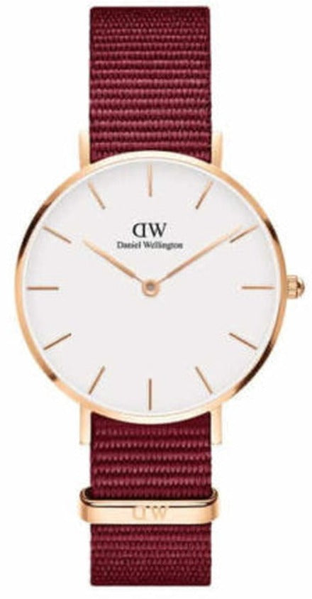  Shop Authentic Daniel Wellington Petite Roselyn White Dial Red Nylon Strap Watch For Women - DW00100291 - Luxxuri