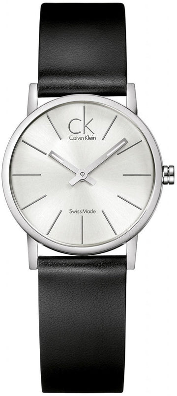  Shop Authentic Calvin Klein Post Minimal Silver Dial Black Leather Strap Watch for Men - K7622185 - Luxxuri
