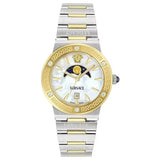  Shop Authentic Versace Greca Logo Moonphase Mother of Pearl Dial Two Tone Steel Strap Watch for Women - VE7G00524 - Luxxuri