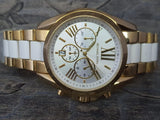  Shop Authentic Michael Kors Bradshaw Chronograph White Dial Two Tone Steel Strap Watch For Women - MK5743 - Luxxuri