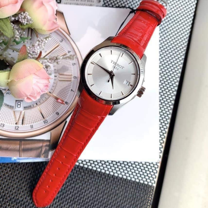  Shop Authentic Tissot Couturier Lady Silver Dial Red Leather Strap Watch for Women - T035.210.16.031.01 - Luxxuri