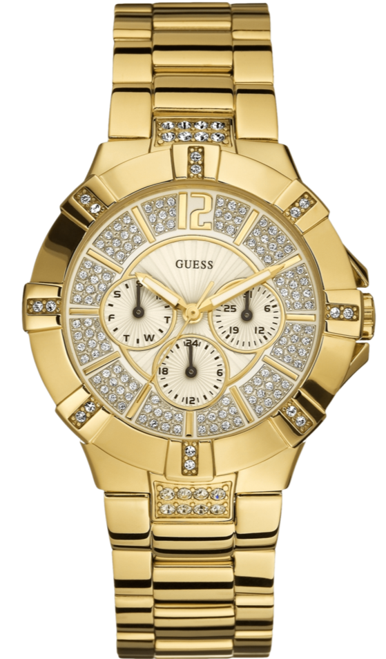  Shop Authentic Guess Vista Diamonds Gold Dial Gold Steel Strap Watch for Women - W13573L1 - Luxxuri