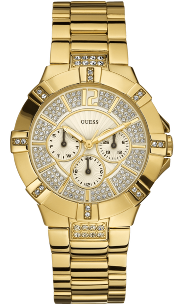  Shop Authentic Guess Vista Diamonds Gold Dial Gold Steel Strap Watch for Women - W13573L1 - Luxxuri