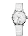  Shop Authentic Calvin Klein Accent Silver Dial White Leather Strap Watch for Women - K2Y231K6 - Luxxuri