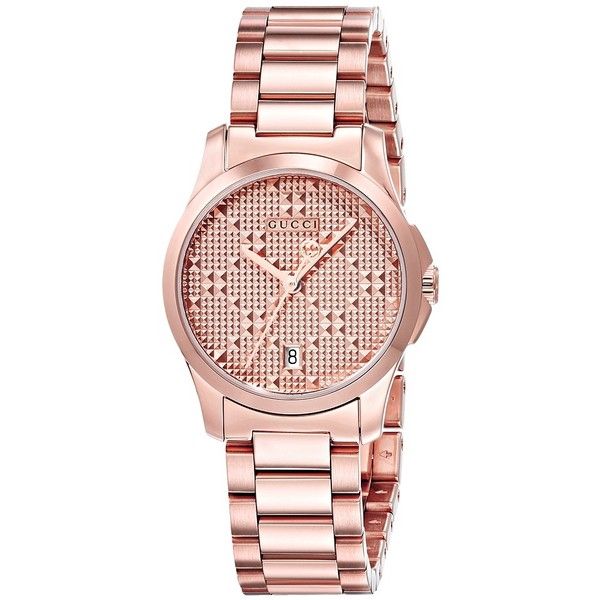  Shop Authentic Gucci G Timeless Quartz Rose Gold Dial Rose Gold Steel Strap Watch For Women - YA126567 - Luxxuri