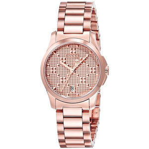  Shop Authentic Gucci G Timeless Quartz Rose Gold Dial Rose Gold Steel Strap Watch For Women - YA126567 - Luxxuri