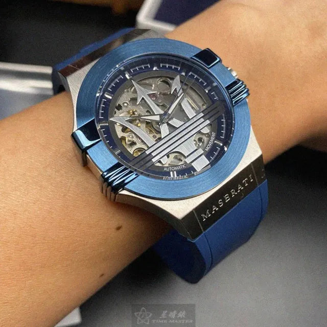  Shop Authentic Maserati Potenza Skeleton Dial Quartz Blue Silicon Watch For Men - R8821108028 - Luxxuri