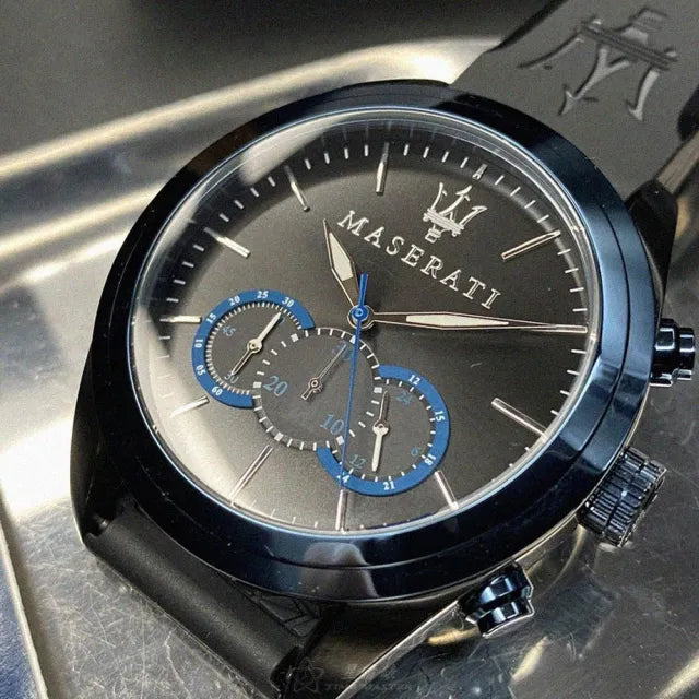  Shop Authentic Maserati Traguardo Sports Blue Dial Black Rubber Strap Watch For Men - R8871612006 - Luxxuri