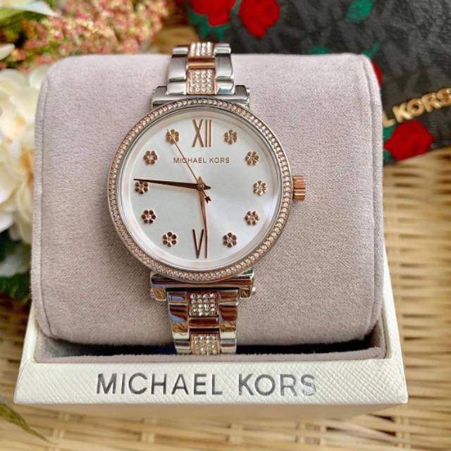  Shop Authentic Michael Kors Sophie Chronograph Silver Dial Two Tone Steel Strap Watch For Women - MK3880 - Luxxuri