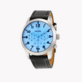 Fossil Pilot Chronograph Sky Blue Dial Black Leather Strap Watch for Men - FS5162