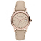  Shop Authentic Burberry The City Beige Dial Beige Leather Strap Watch for Women - BU9109 - Luxxuri