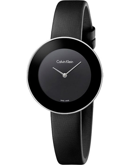  Shop Authentic Calvin Klein Chic Black Dial Black Leather Strap Watch for Women - K7N23CB1 - Luxxuri