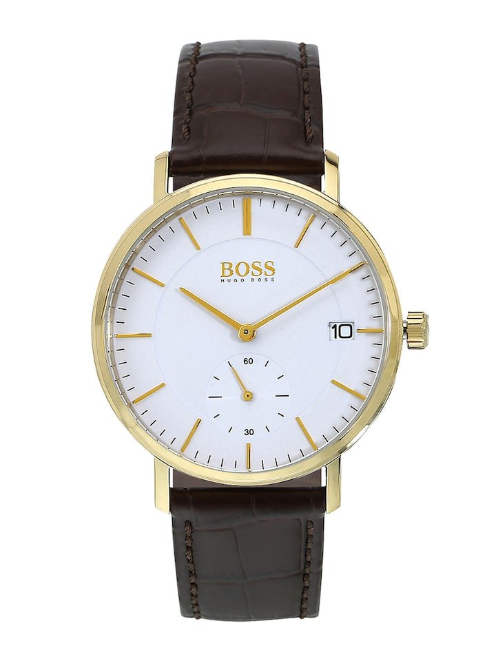  Shop Authentic Hugo Boss Corporal White Dial Brown Leather Strap Watch for Men - 1513640 - Luxxuri