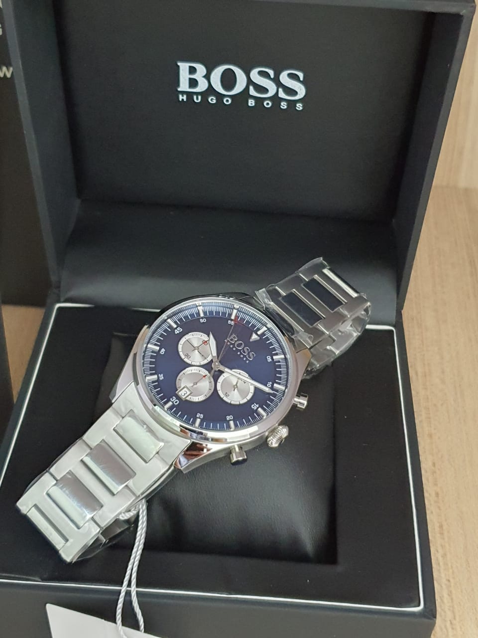  Shop Authentic Hugo Boss Chronograph Blue Dial Silver Steel Strap Watch for Men - 1513630 - Luxxuri