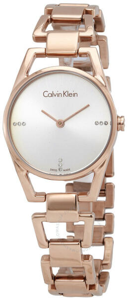  Shop Authentic Calvin Klein Dainty Diamonds Silver Dial Rose Gold Steel Strap Watch for Women - K7L2364T - Luxxuri