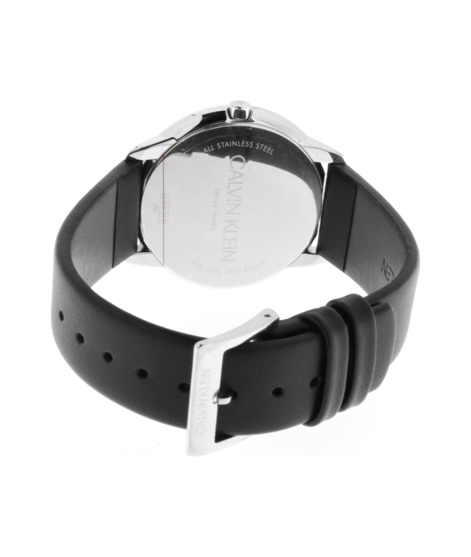  Shop Authentic Calvin Klein Minimal Silver Dial Black Leather Strap Watch for Men - K3M211CY - Luxxuri