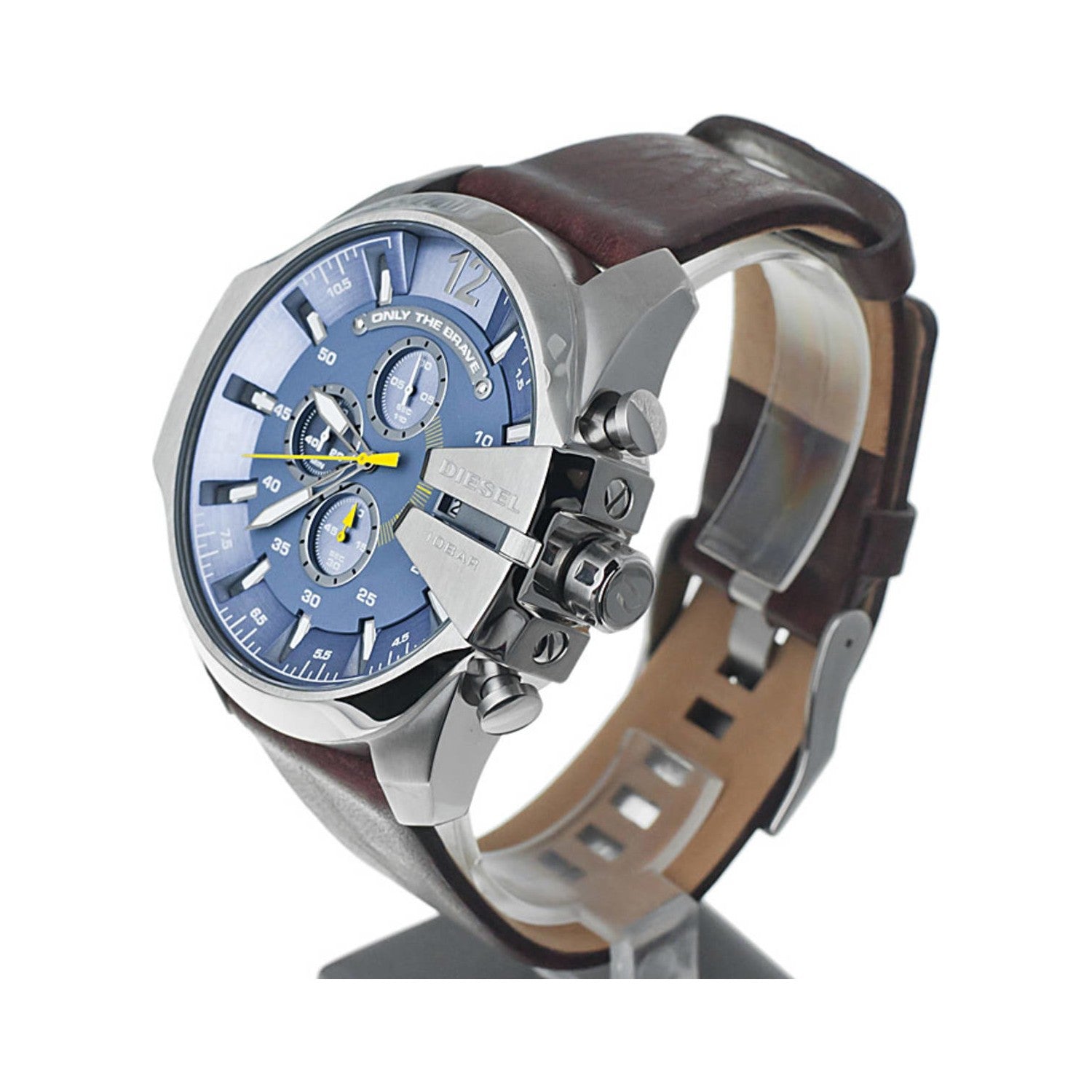  Shop Authentic Diesel Mega Chief Light Blue Dial Brown Leather Strap Watch For Men - DZ4281 - Luxxuri