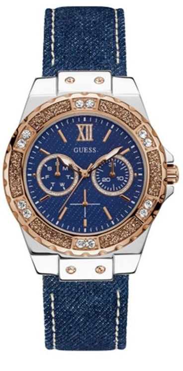  Shop Authentic Guess Limelight Quartz Analog Blue Dial Blue Denim Strap Watch For Women - W0775l10 - Luxxuri
