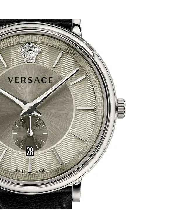  Shop Authentic Versace V-Circle Black Manifesto Courage Quartz Silver Dial Black Leather Strap Watch for Men - VBQ080017 - Luxxuri