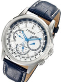  Shop Authentic Citizen Eco Drive Calendrier White Dial Blue Leather Strap Watch For Men - BU2020-11A - Luxxuri