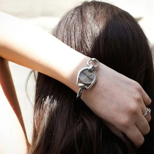  Shop Authentic Gucci Horsebit Collection Quartz Brown Dial Silver Steel Strap Watch For Women - YA139501 - Luxxuri