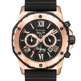  Shop Authentic Bulova Marine Star Chronograph Black Dial Black Rubber Strap Watch for Men - 98B104 - Luxxuri