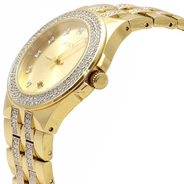  Shop Authentic Bulova Crystal Collection Champagne Dial Two Tone Steel Strap Watch for Women - 98B174 - Luxxuri