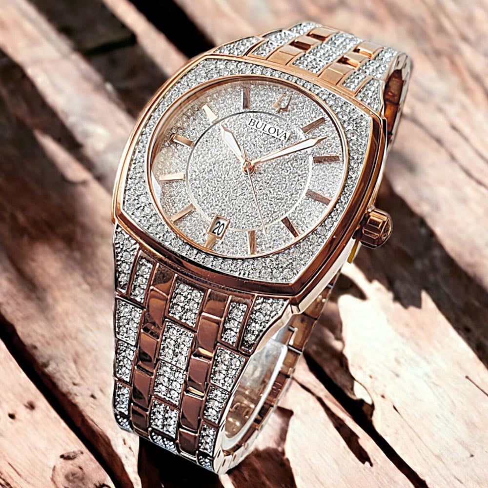  Shop Authentic Bulova Phantom Crystal Silver Dial Two Tone Steel Strap Watch for Men - 98B324 - Luxxuri