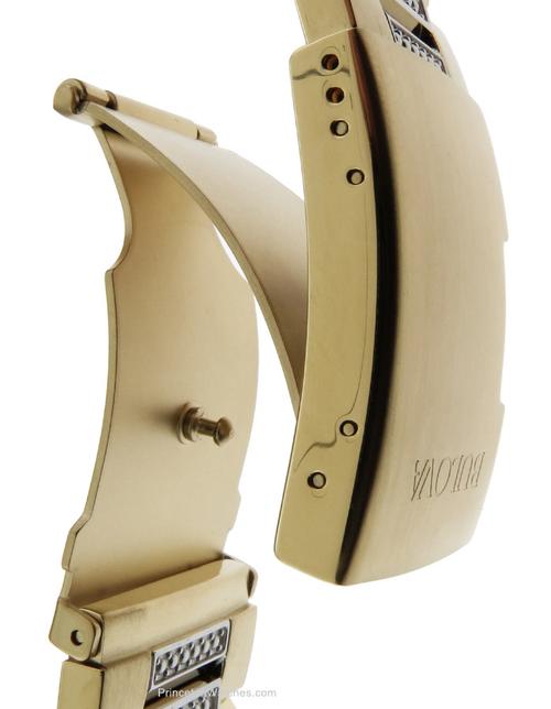 Bulova Crystal Black Dial Two Tone Steel Strap Watch for Men - 98B235