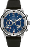  Shop Authentic Bulova Marine Star Blue Dial Black Silicone Strap Watch for Men - 98B258 - Luxxuri