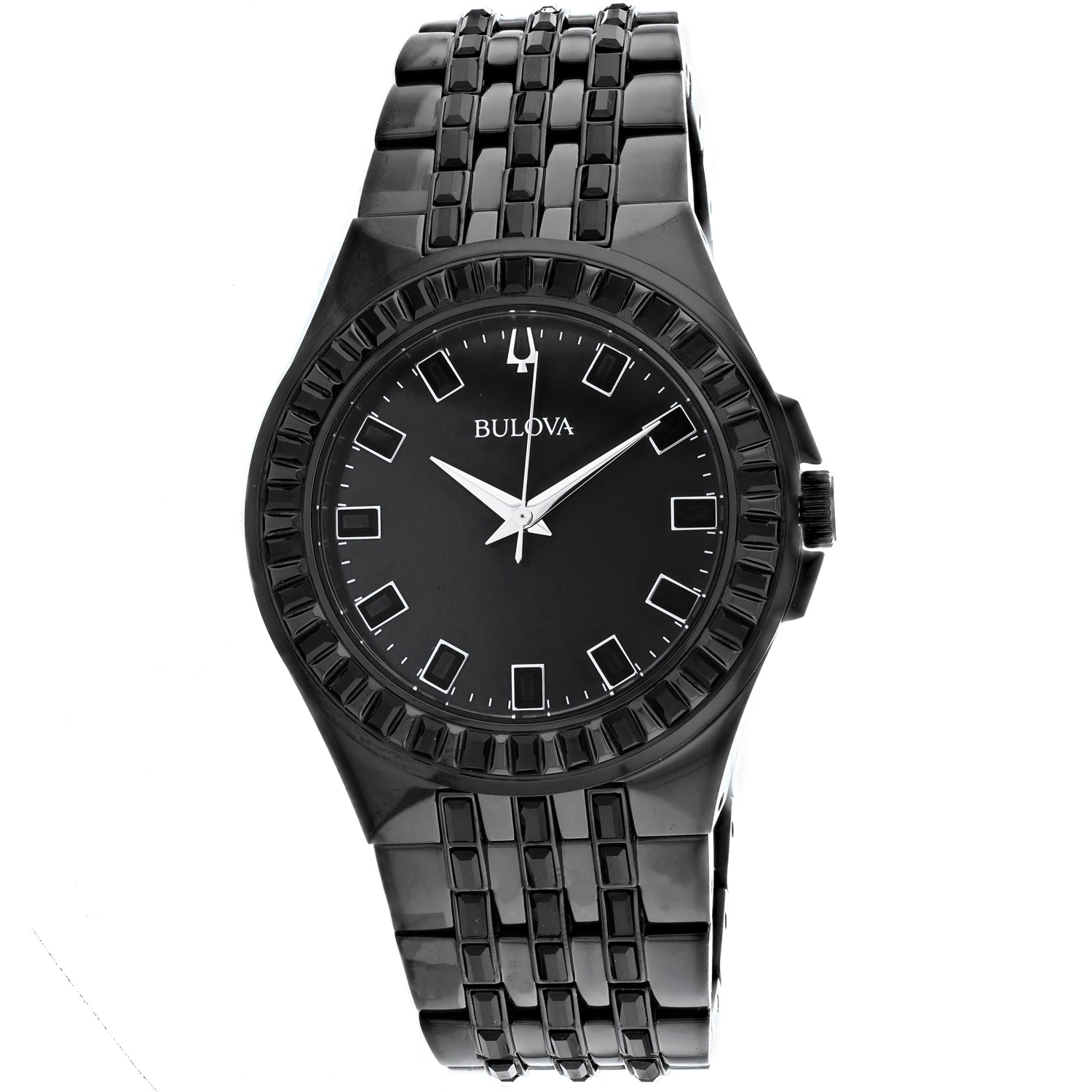  Shop Authentic Bulova Crystal Collection Phantom Black Dial Black Steel Strap Watch for Men - 98A240 - Luxxuri