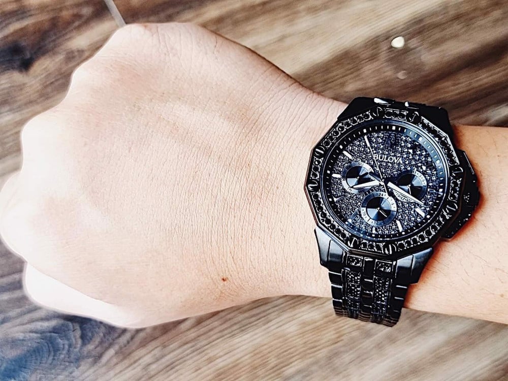  Shop Authentic Bulova Octova Chronograph Black Crystal Dial Black Steel Strap Watch for Men - 98C134 - Luxxuri