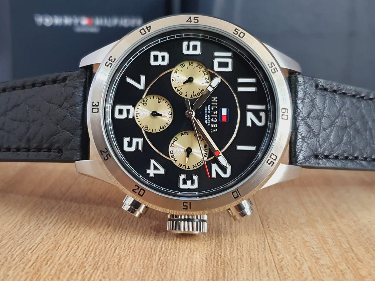  Shop Authentic Tommy Hilfiger Sport Chronograph Black Dial Black Leather Strap Watch for Men - 1791050 - Luxxuri