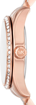  Shop Authentic Michael Kors Lexington Three Hand Mother of Pearl Pink Dial Rose Gold Steel Strap Watch For Women - MK7444 - Luxxuri