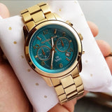  Shop Authentic Michael Kors Runway Hunger Stop100 Series Blue Dial Gold Steel Strap Watch for Women - MK5815 - Luxxuri