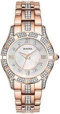  Shop Authentic Bulova Crystal Mother of Pearl Dial Rose Gold Steel Strap Watch for Women - 98L197 - Luxxuri
