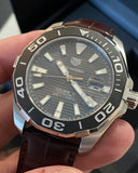  Shop Authentic Tag Heuer Aquaracer Caliber 5 Black Dial Brown Leather Strap Watch for Men - WAY201M.FC6474 - Luxxuri
