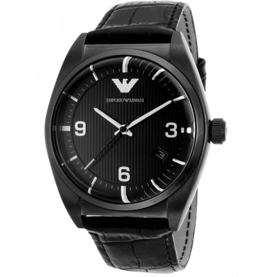  Shop Authentic Emporio Armani Franco Black Dial Black Leather Strap Watch For Men - AR0368 - Luxxuri