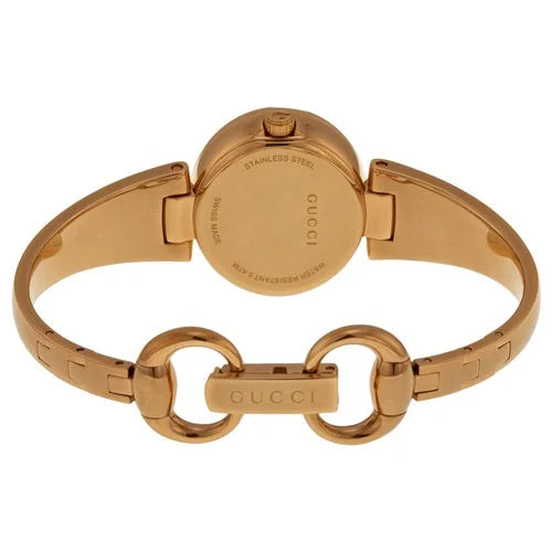  Shop Authentic Gucci Guccissima Collection Quartz Black Dial Rose Gold Steel Strap Watch For Women - YA134509 - Luxxuri
