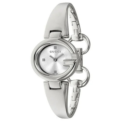  Shop Authentic Gucci Guccissima Quartz Silver Dial Silver Steel Strap Watch For Women - YA134502 - Luxxuri
