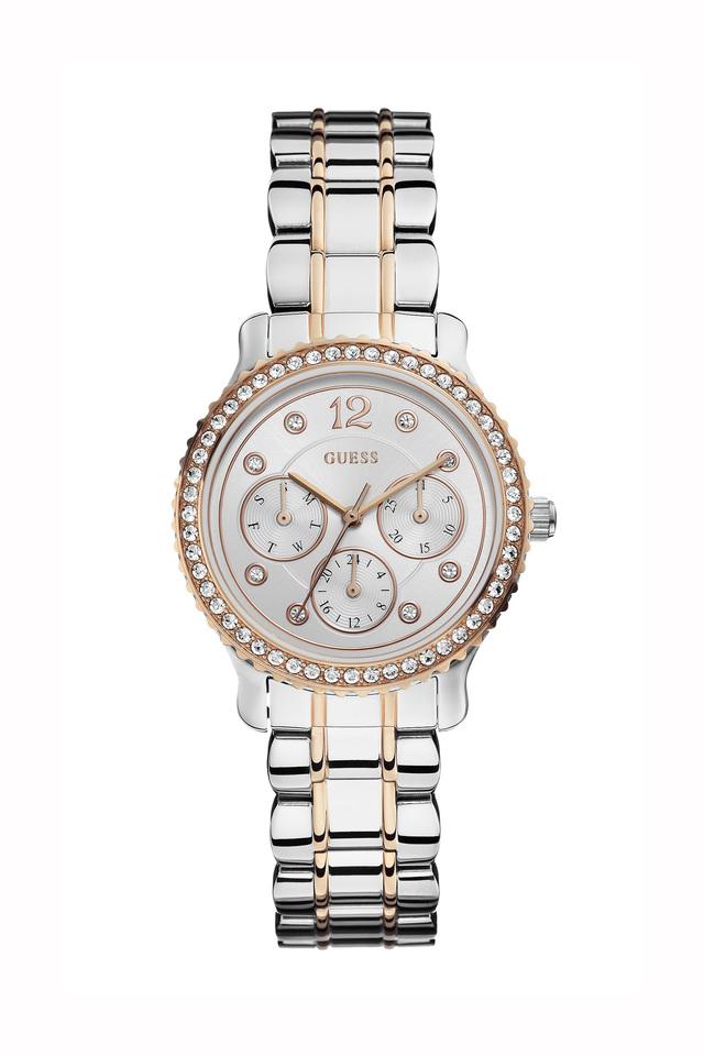  Shop Authentic Guess Enchanting Diamonds Silver Dial Two Tone Steel Strap Watch for Women - W0305L3 - Luxxuri