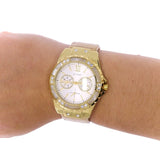  Shop Authentic Guess Limelight Quartz Silver Dial Golden Leather Strap Watch For Women - W0775L2 - Luxxuri