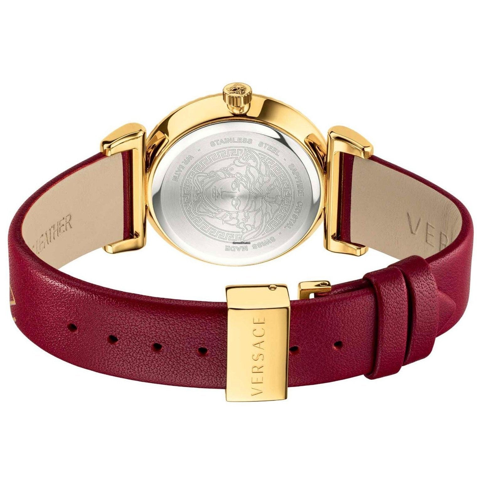  Shop Authentic Versace V-Motif Red Dial Red Leather Strap Watch for Women - VERE00418 - Luxxuri