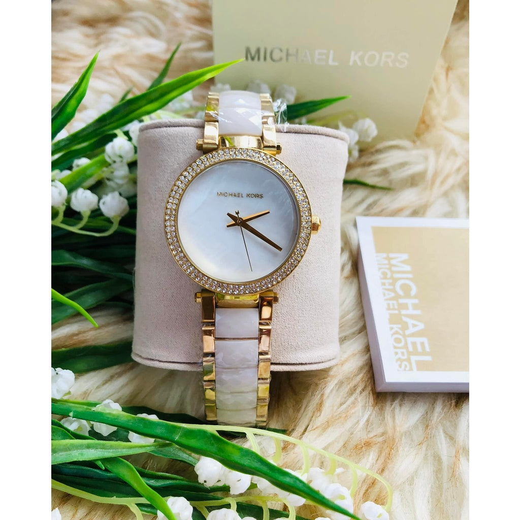  Shop Authentic Michael Kors Parker Mother of Pearl Dial Two Tone Steel Strap Watch for Women - MK6400 - Luxxuri
