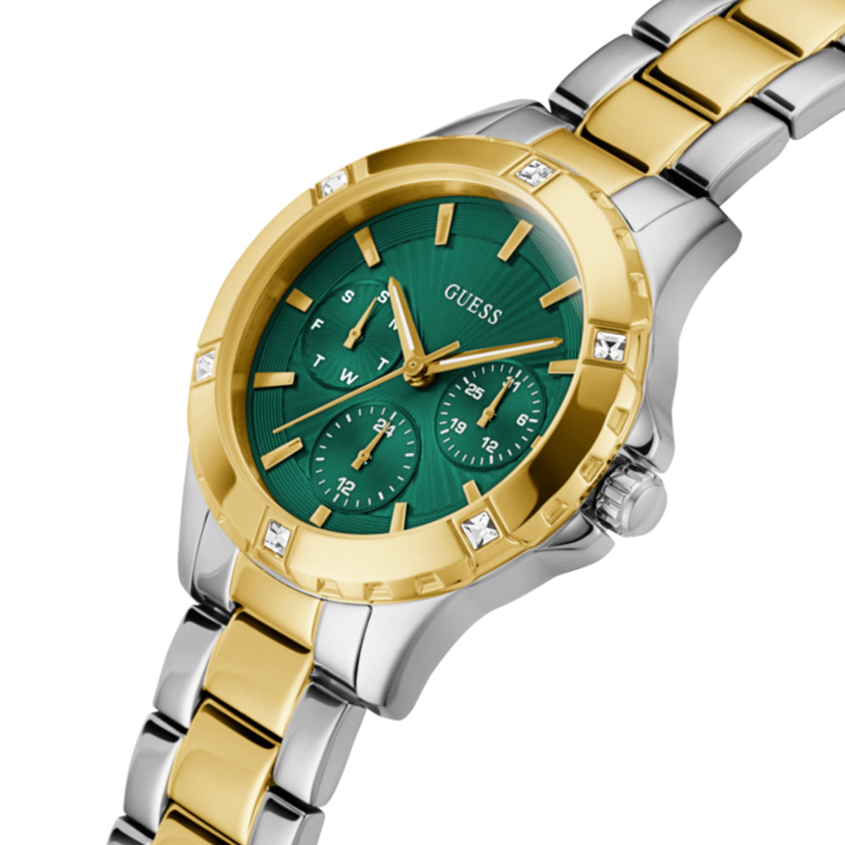  Shop Authentic Guess Mist Analog Green Dial Two Tone Steel Strap Watch For Women - GW0723L1 - Luxxuri