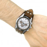  Shop Authentic Fossil Coachman Chronograph Silver Dial Brown Leather Strap Watch for Men - CH2565 - Luxxuri