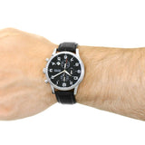  Shop Authentic Hugo Boss Aeroliner Chronograph Quartz Black Dial Black Leather Strap Watch For Men - HB1512448 - Luxxuri