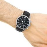  Shop Authentic Hugo Boss Aeroliner Chronograph Quartz Black Dial Black Leather Strap Watch For Men - HB1512448 - Luxxuri