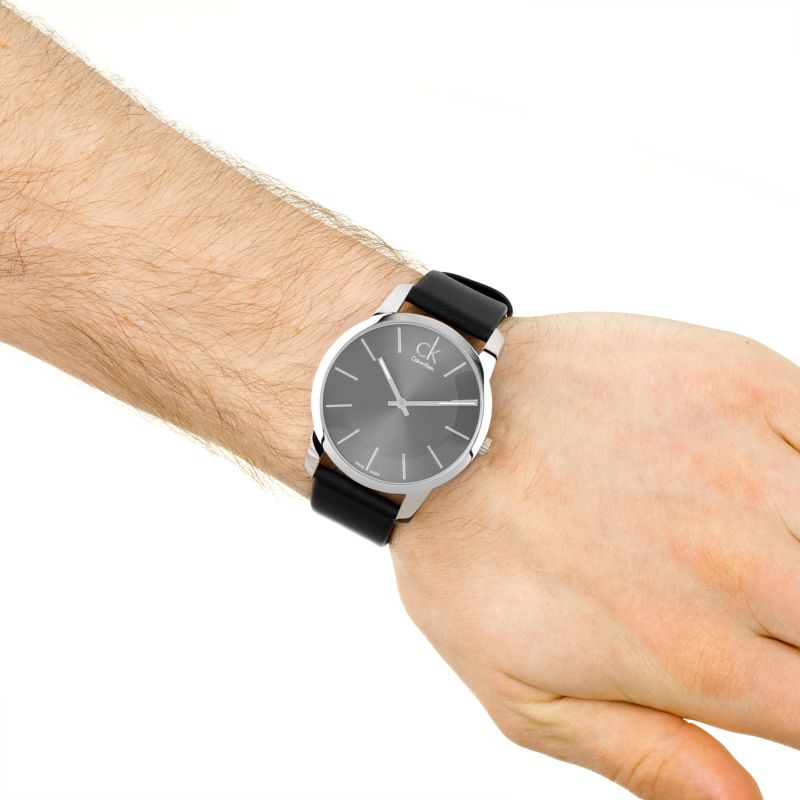  Shop Authentic Calvin Klein City Black Dial Black Leather Strap Watch for Men - K2G21107 - Luxxuri